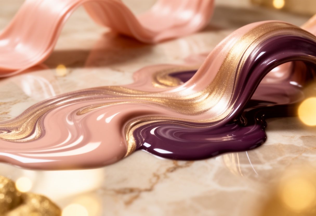 Warm lacquer and champagne-gold atmosphere in the CoCo Nails colour palette